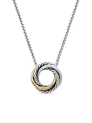 Crossover Pendant Necklace in Sterling Silver with 18K Yellow Gold, 14.5mm