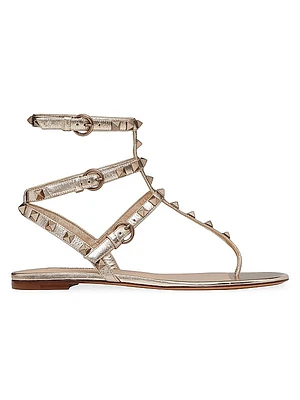 Rockstud Metallic Flat Flip-Flop Sandals