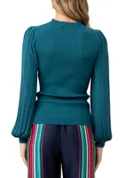 Glossy Balloon-Sleeve Sweater
