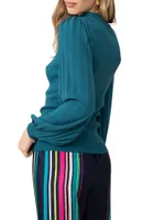 Glossy Balloon-Sleeve Sweater