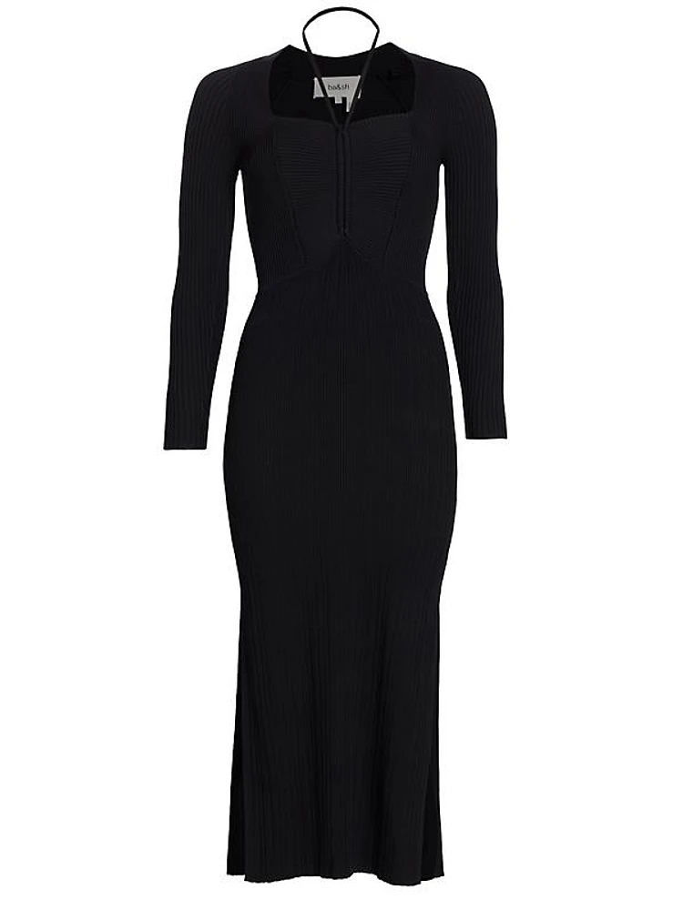 Edora Knit Tie-Front Midi-Dress