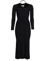 Edora Knit Tie-Front Midi-Dress