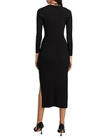 Edora Knit Tie-Front Midi-Dress