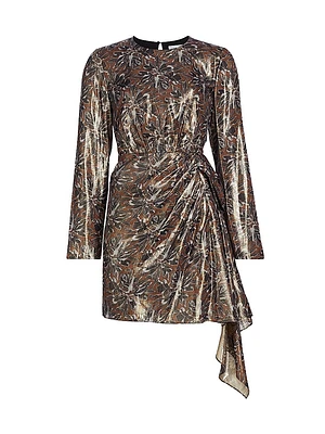 Magali Metallic Silk-Blend Minidress