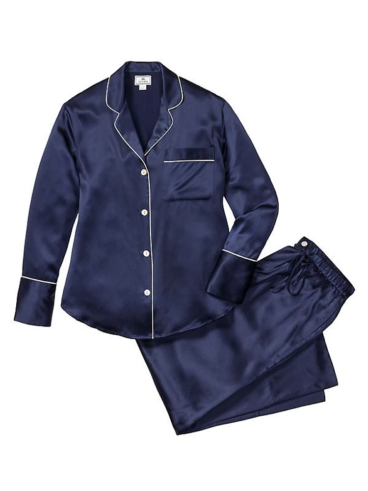 Wide-Cuff Silk Pajama Set