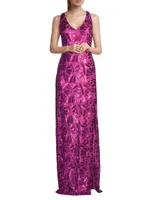 Social Occasion Fan Sequined Column Gown