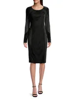 Social Occasion Velvet & Mesh Cocktail Dress