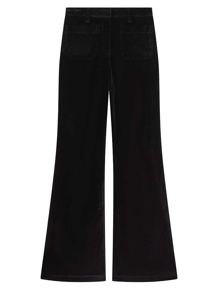 Isa Cotton-Blend Velvet Flared Pants