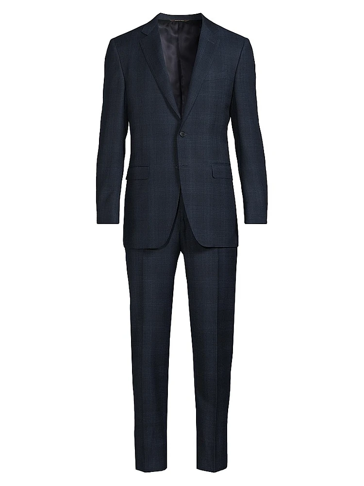 Milano Textured Plaid Wool Suit