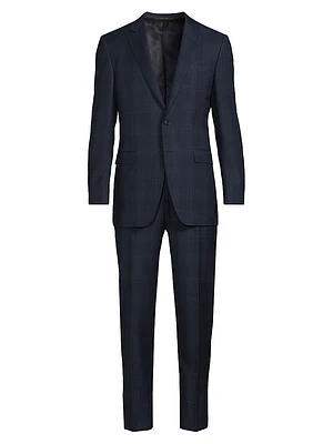 Milano Textured Plaid Wool Suit