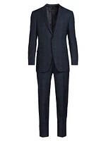 Milano Textured Plaid Wool Suit