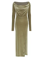 Draped Velvet Maxi Dress