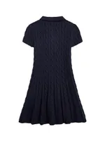 Little Girl's & Cable-Knit Cotton Polo Sweaterdress