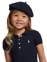 Little Girl's & Cable-Knit Cotton Polo Sweaterdress