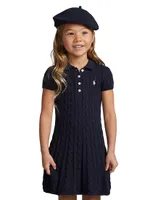 Little Girl's & Cable-Knit Cotton Polo Sweaterdress