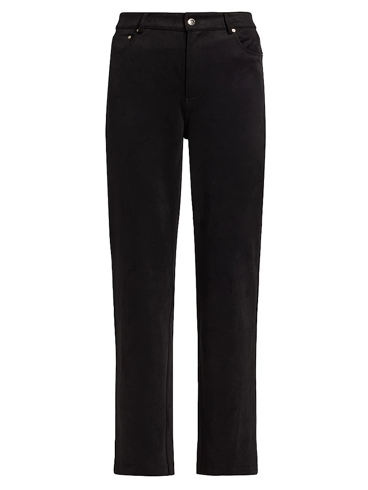 Raya Faux Suede Straight-Leg Pants