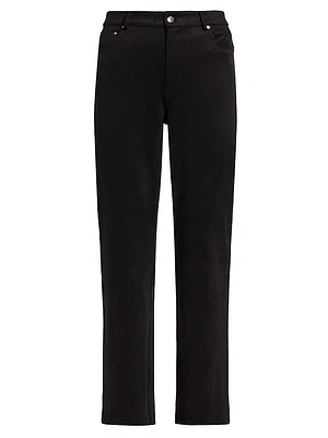 Raya Faux Suede Straight-Leg Pants