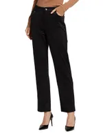Raya Faux Suede Straight-Leg Pants