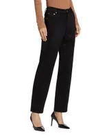 Raya Faux Suede Straight-Leg Pants