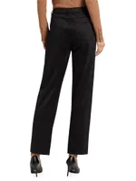 Raya Faux Suede Straight-Leg Pants