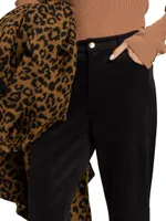 Raya Faux Suede Straight-Leg Pants