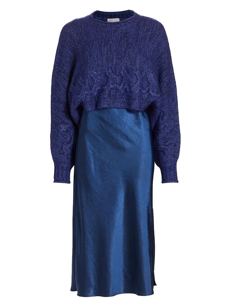 Ann Sweater & Satin Midi-Dress