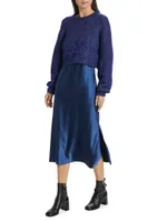 Ann Sweater & Satin Midi-Dress