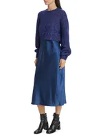 Ann Sweater & Satin Midi-Dress