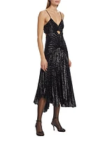 Lou Sequined Keyhole Midi-Dress