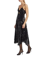 Lou Sequined Keyhole Midi-Dress