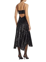 Lou Sequined Keyhole Midi-Dress