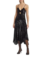 Lou Sequined Keyhole Midi-Dress