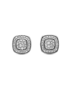 Petite Albion Stud Earrings in Sterling Silver with Pavé Diamonds, 5mm