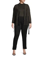Belted Metallic Knit Jacket