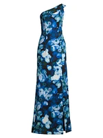 Dolan Floral One-Shoulder Gown
