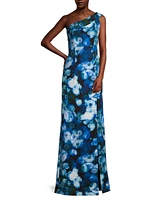 Dolan Floral One-Shoulder Gown