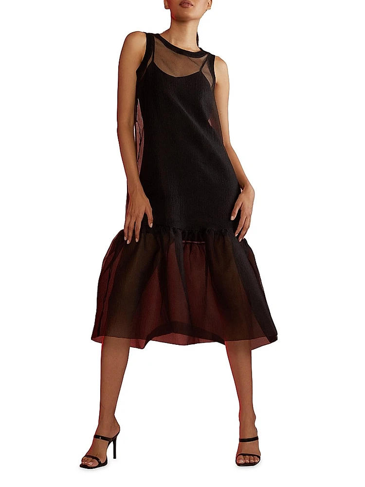 Sheer Organza Midi Dress