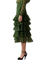 Geometric Silk Organza Midi Skirt