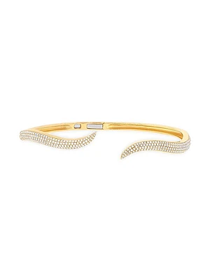 Wave 14K White Gold & 0.8 TCW Natural Diamond Cuff