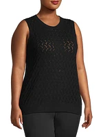 Cotton-Blend Pointelle-Knit Tank