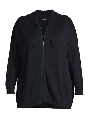 Oversized Cotton-Cashmere Zip Hoodie