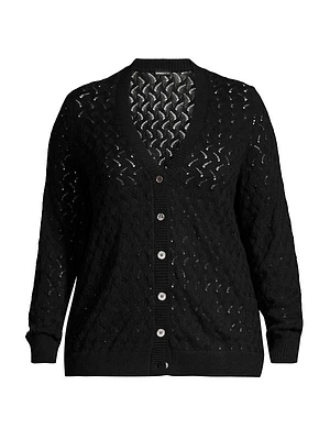 Cotton-Blend Pointelle-Knit Cardigan