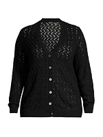 Cotton-Blend Pointelle-Knit Cardigan