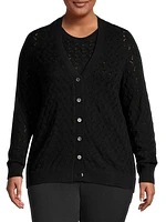Cotton-Blend Pointelle-Knit Cardigan