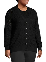 Cotton-Blend Pointelle-Knit Cardigan