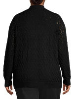 Cotton-Blend Pointelle-Knit Cardigan