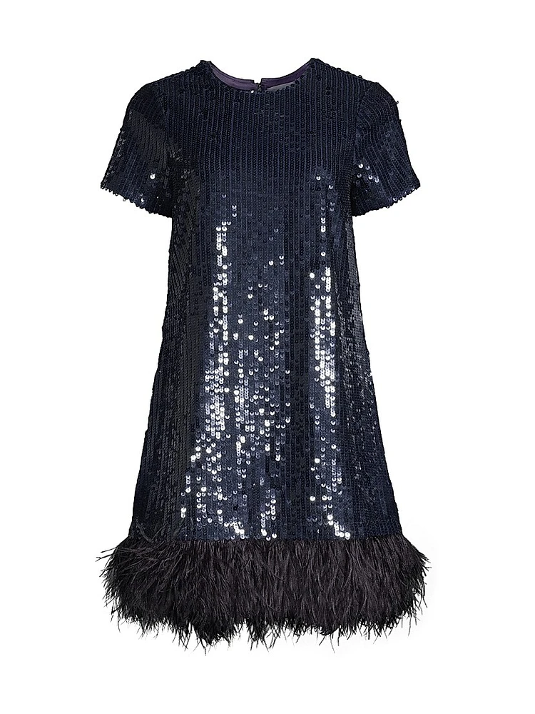 Marullo Sequined Feather Minidress