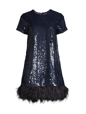 Marullo Sequined Feather Minidress