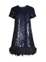 Marullo Sequined Feather Minidress