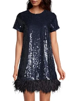 Marullo Sequined Feather Minidress
